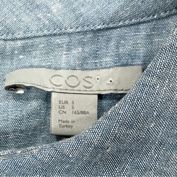 COS Cotton Dress Peter Pan Collar Gray Blue Chambray Small - Picture 5 of 7